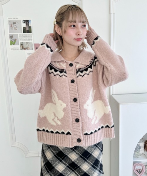 Loueme ニット セーター ウサギカウチンニットカーディガン レディース