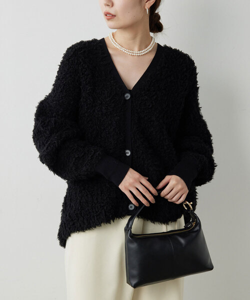 GALLARDAGALANTE ストライプニットカーディガン ファーVネックカーディガン（ニット/セーター）｜GALLARDAGALANTE（ガ