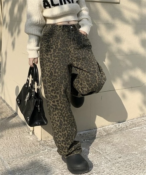 FREE STYLISTS ジーンズ デニム デニムパンツ ヒョウ柄ワイドデニム