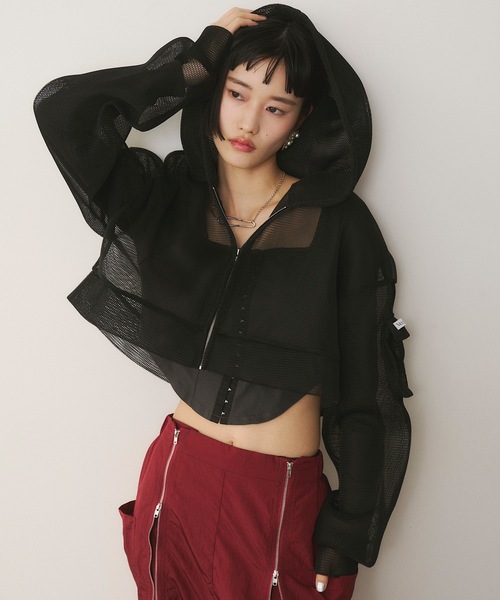 パーカー メッシュパーカー レディース WEGO ブルゾン アウター WEGO/ダブルジップメッシュパーカー