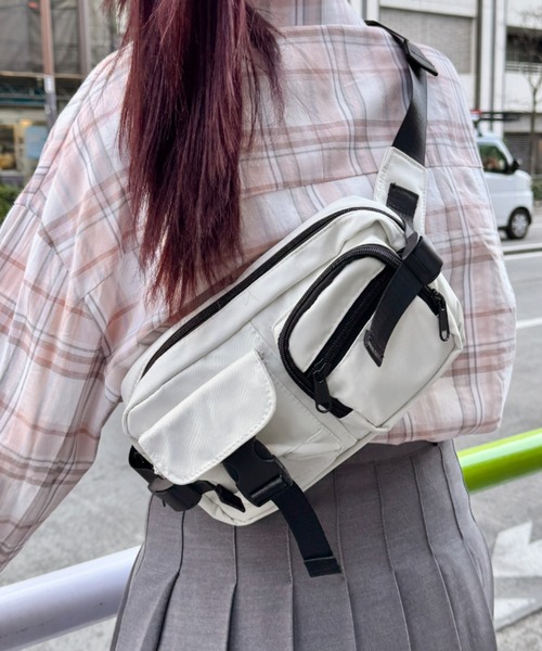 SOLLON. ウエストポーチ ウエストバッグ ダブルポケットナイロン