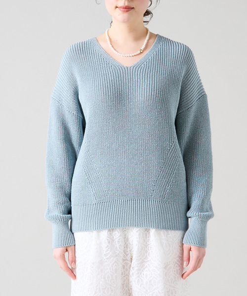 Tiara（ティアラ） ニット セーター 片畦Vネックニット レディース