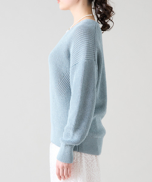 Tiara（ティアラ） ニット セーター 片畦Vネックニット レディース