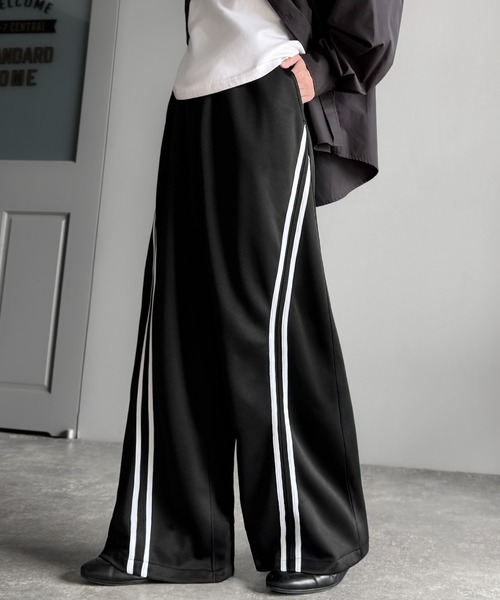 ⭐︎SY32⭐︎新品 トラックパンツ ブラック XL ストレッチ素材 Classical Origin パンツ カーブラインワイドトラックパンツ／Curve