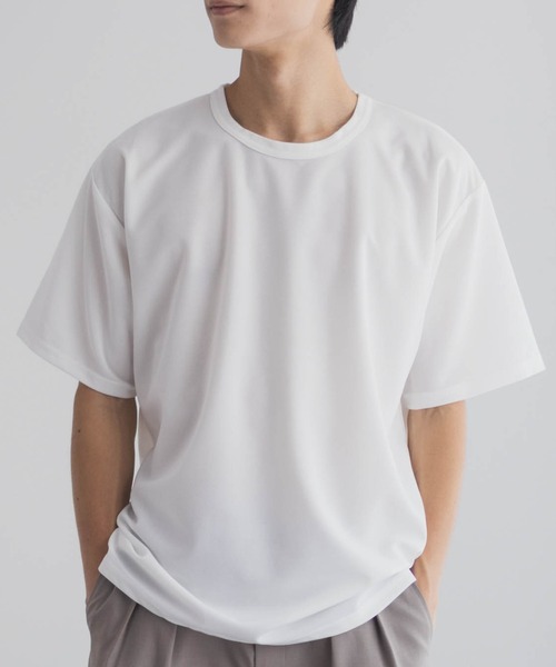 NAVY tシャツ さらさらした肌さわりの上品見えジョーゼットクルー