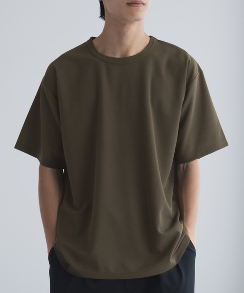 新品未使用タグ付き☆ Mme.CREW Tシャツ　カーキ NAVY tシャツ さらさらした肌さわりの上品見えジョーゼットクルー