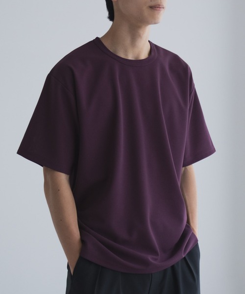 NAVY tシャツ さらさらした肌さわりの上品見えジョーゼットクルー