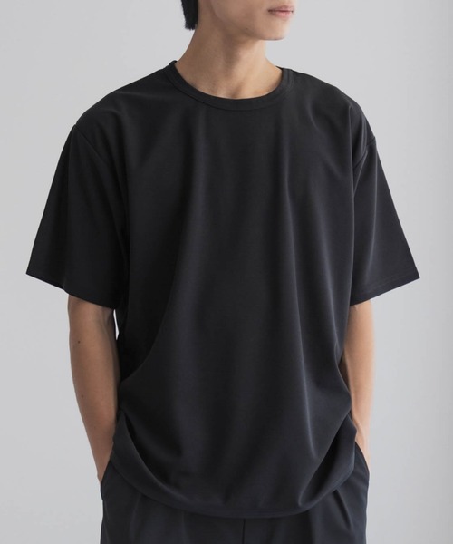 NAVY tシャツ さらさらした肌さわりの上品見えジョーゼットクルー