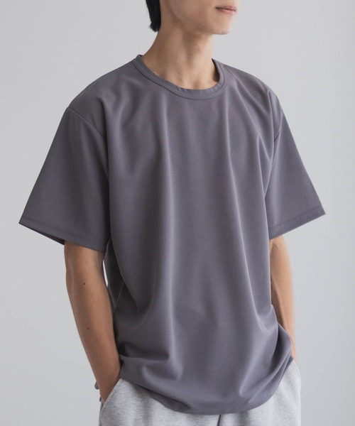 NAVY tシャツ さらさらした肌さわりの上品見えジョーゼットクルー