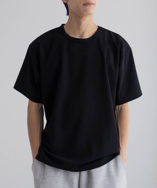 NAVY tシャツ さらさらした肌さわりの上品見えジョーゼットクルー