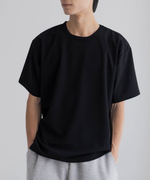 NAVY tシャツ さらさらした肌さわりの上品見えジョーゼットクルー