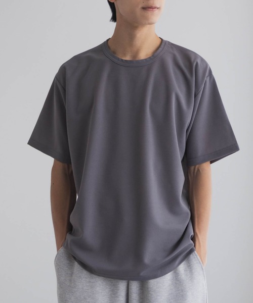 NAVY tシャツ さらさらした肌さわりの上品見えジョーゼットクルー