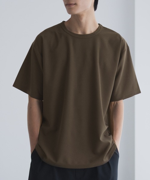 NAVY tシャツ さらさらした肌さわりの上品見えジョーゼットクルー