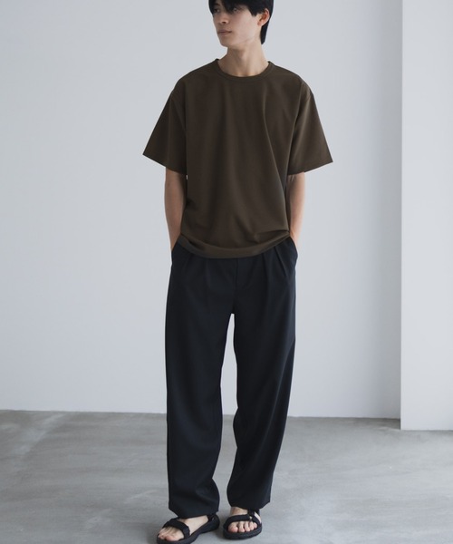 NAVY tシャツ さらさらした肌さわりの上品見えジョーゼットクルー