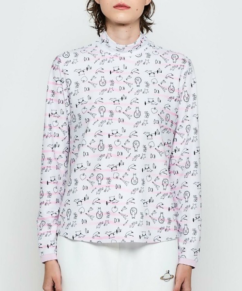 Picone CLUB（ピッコーネクラブ） tシャツ 総柄ボーダーハイネックプル 