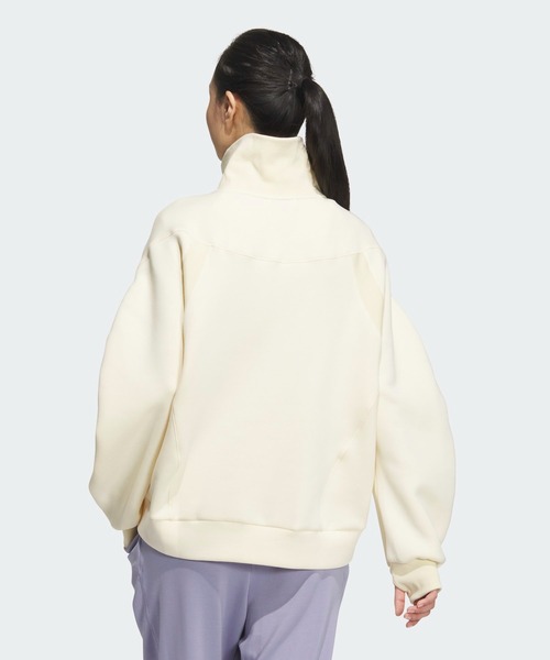 【人気！】adidas ベージュ ハーフジップ スウェットシャツ adidas トレーナー スウェット Lux AC スペーサー ハーフジップ