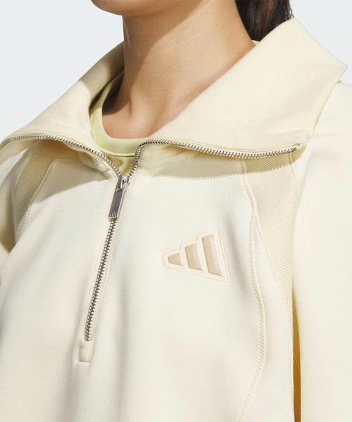 【人気！】adidas ベージュ ハーフジップ スウェットシャツ ハーフジップ ベージュ系 S adidas(アディダス) スウェット