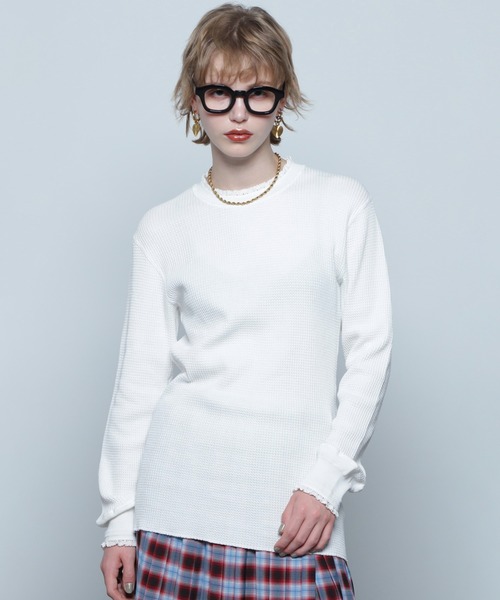 tシャツ (CREOLME)フリルワッフルトップス レディース
