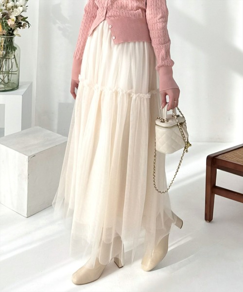 CLEAR BASIC スカート 「低身長サイズ有」チュールティアードスカート