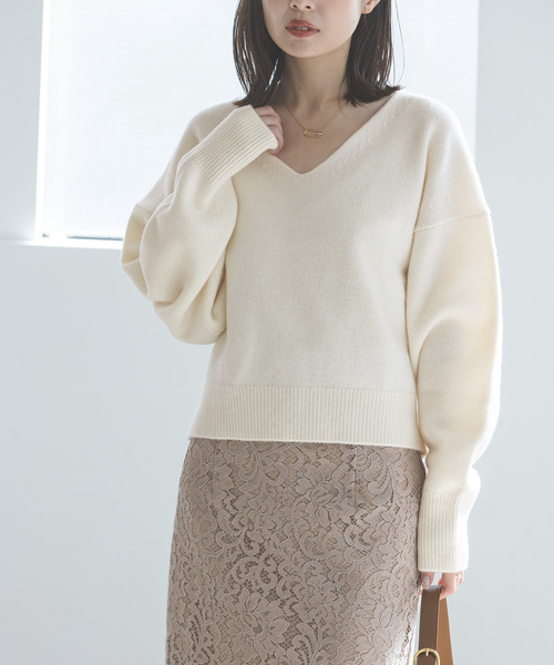 NOBLE（ノーブル） Vネックニット FREE ホワイト系その他 レディース