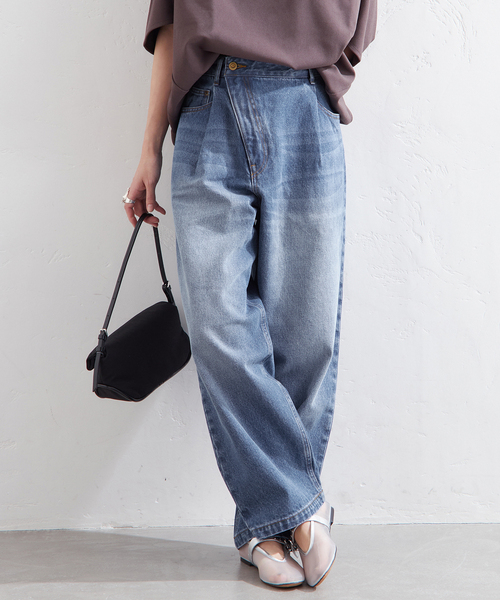 CLデニム クロスオーバーパンツ Steven Alan＞ライトオンスデニム クロスオーバー パンツ