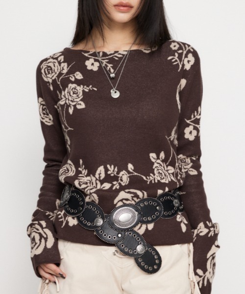 LAGUA GEM（ラグアジェム） ニット セーター FLOWER JAQUARD ニット