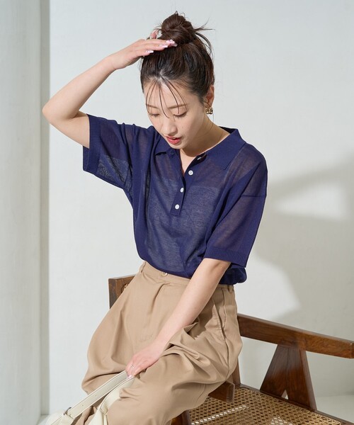 「FREAK'S STORE」 半袖シャツ LARGE ブルー レディース FREAK'S STORE シャツ FREAK'S STORE/フリークスストア EASY