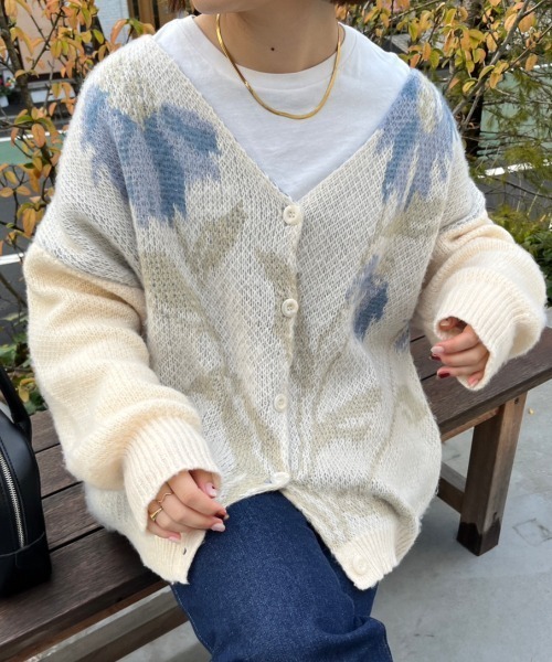 「nemne store」 ニットカーディガン MEDIUM アイボリー レディース_画像2