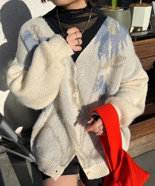 「nemne store」 ニットカーディガン MEDIUM アイボリー レディース_画像7