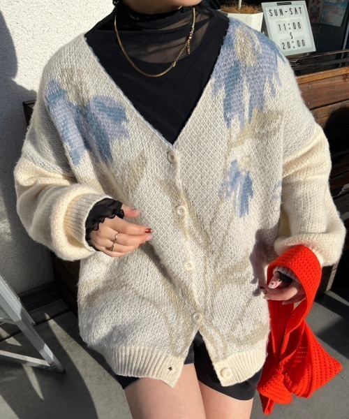 「nemne store」 ニットカーディガン MEDIUM アイボリー レディース_画像8