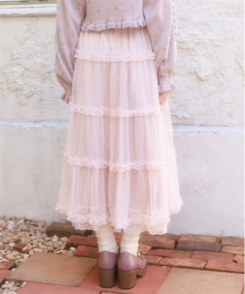 axes femme POETIQUE スカート チュールティアードロング
