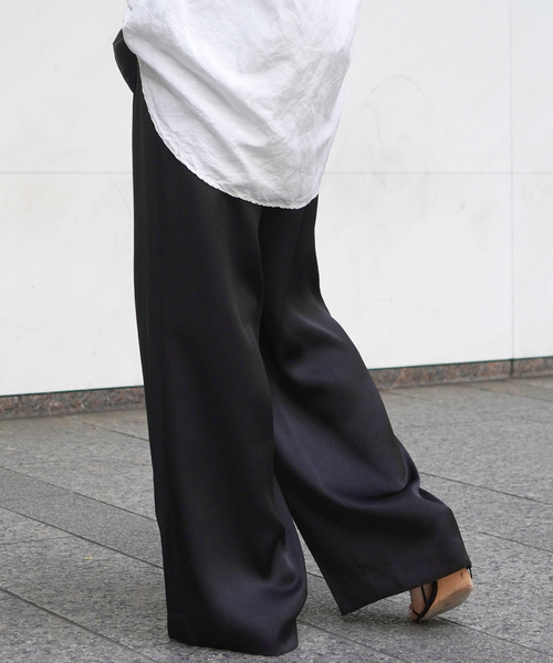未使用 AP STUDIO バック サテン ジョーゼット イージー パンツ 新品 STEVEN ALAN パンツ 「Steven Alan」バックサテン ジョーゼット