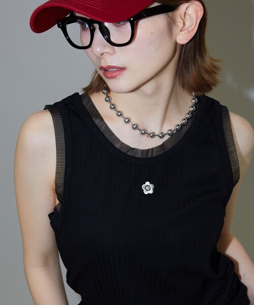 MARY QUANT × PUBLUX / シアートップス マリークヮント“デイジー”の総柄シアートップス＆ふんわり