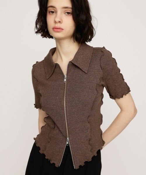 SLY tシャツ FRONT ZIP LINKING TOPS フロント ジップ