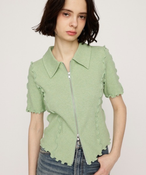 トップス k SLY tシャツ FRONT ZIP LINKING TOPS フロント ジップ