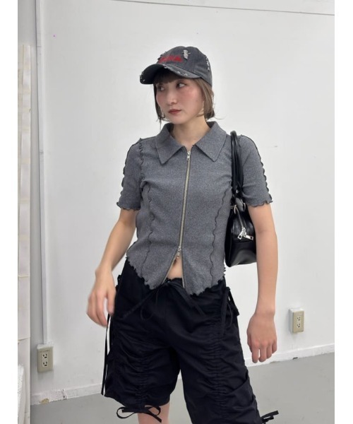 SLY tシャツ FRONT ZIP LINKING TOPS フロント ジップ