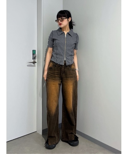 SLY tシャツ FRONT ZIP LINKING TOPS フロント ジップ
