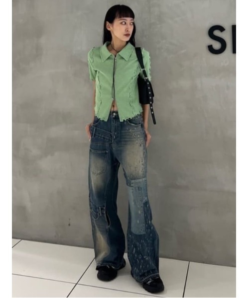 トップス k SLY tシャツ FRONT ZIP LINKING TOPS フロント ジップ