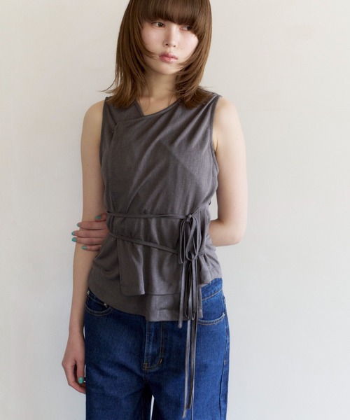 tシャツ cachecoeur  ribbon tops/カシュクールトップス レディース