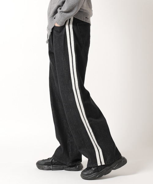 新品  Originals サイドライン ブラックデニム 32 Theater code ジーンズ 「70％OFF」side line denim pants / サイド