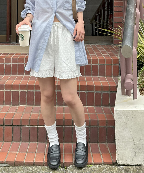 Discoat パンツ 「umm.」フリルレースショートパンツ レディース