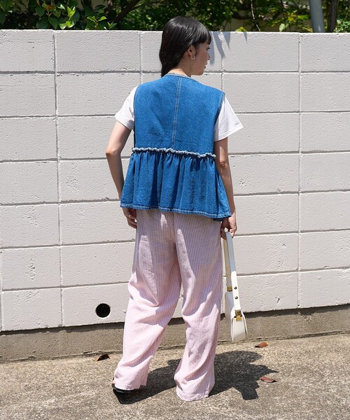 (新品/未使用/タグ付き)Freaks store デニムギャザーベスト FREAK'S STORE ベスト ジレ デニム ペプラムギャザーベスト