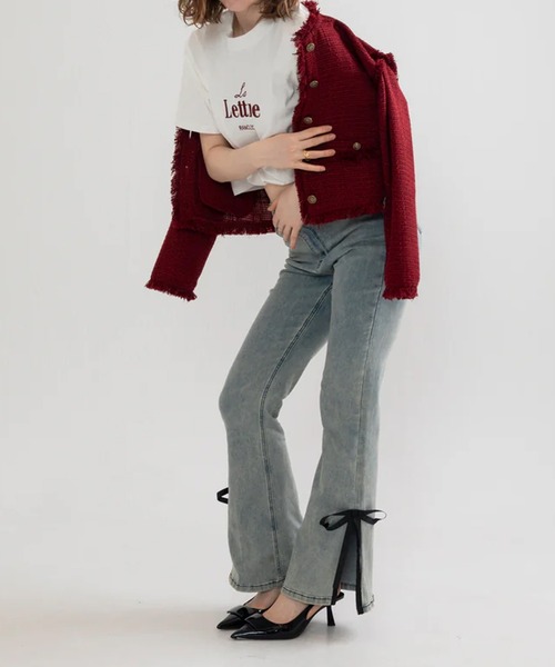 RANCLIC リボンデニム　デニムのみ Asymmetric ribbon denim pants – RANCLIC