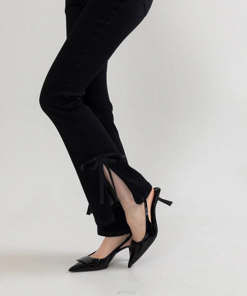 【値下げしました】RANCLIC サイドスリットデニムリボンパンツM 新品未使用 BEST SELLER】side slit denim ribbon pants – RANCLIC