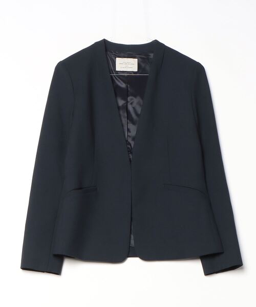 GREEN LABEL RELAXING ノーカラージャケット 38 ネイビー green label relaxing 「green relaxing」 ノーカラージャケット