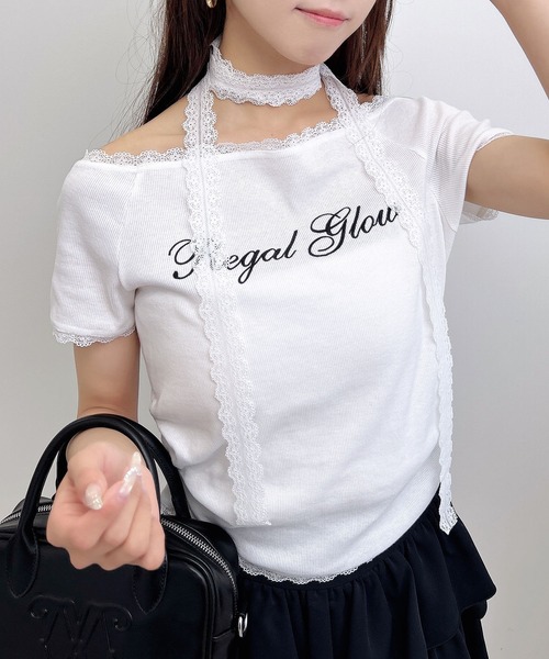 INGNI（イング） tシャツ レースチョーカー付リブトップス レディース