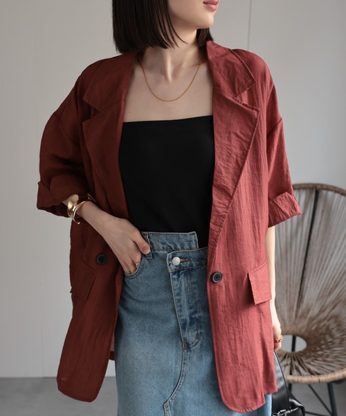 sakishimatokyo ジャケット テーラードジャケット ダブルブレスト 半袖