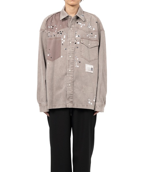 ブラウス シャツ Embellished Distressed Shirt レディースの画像