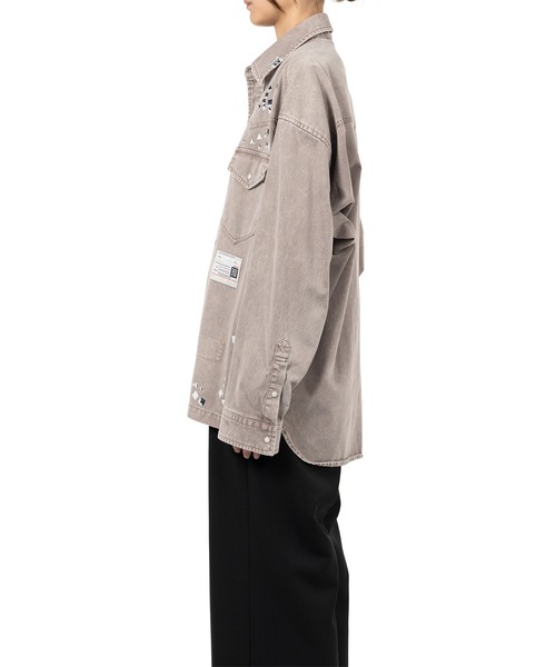 ブラウス シャツ Embellished Distressed Shirt レディースの画像
