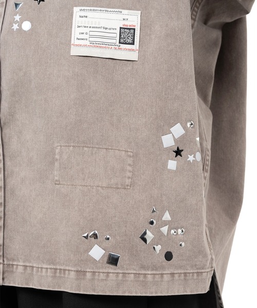 ブラウス シャツ Embellished Distressed Shirt レディースの画像